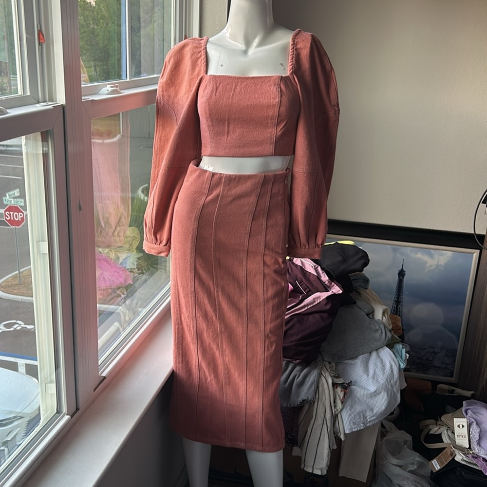 Free People Pink Skirt Set